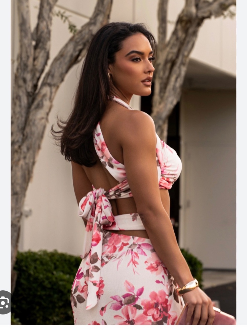 Ivory FLORAL NEW AGE TWO PIECE SKIRT SET jLUXLABEL - Picture 1 of 5